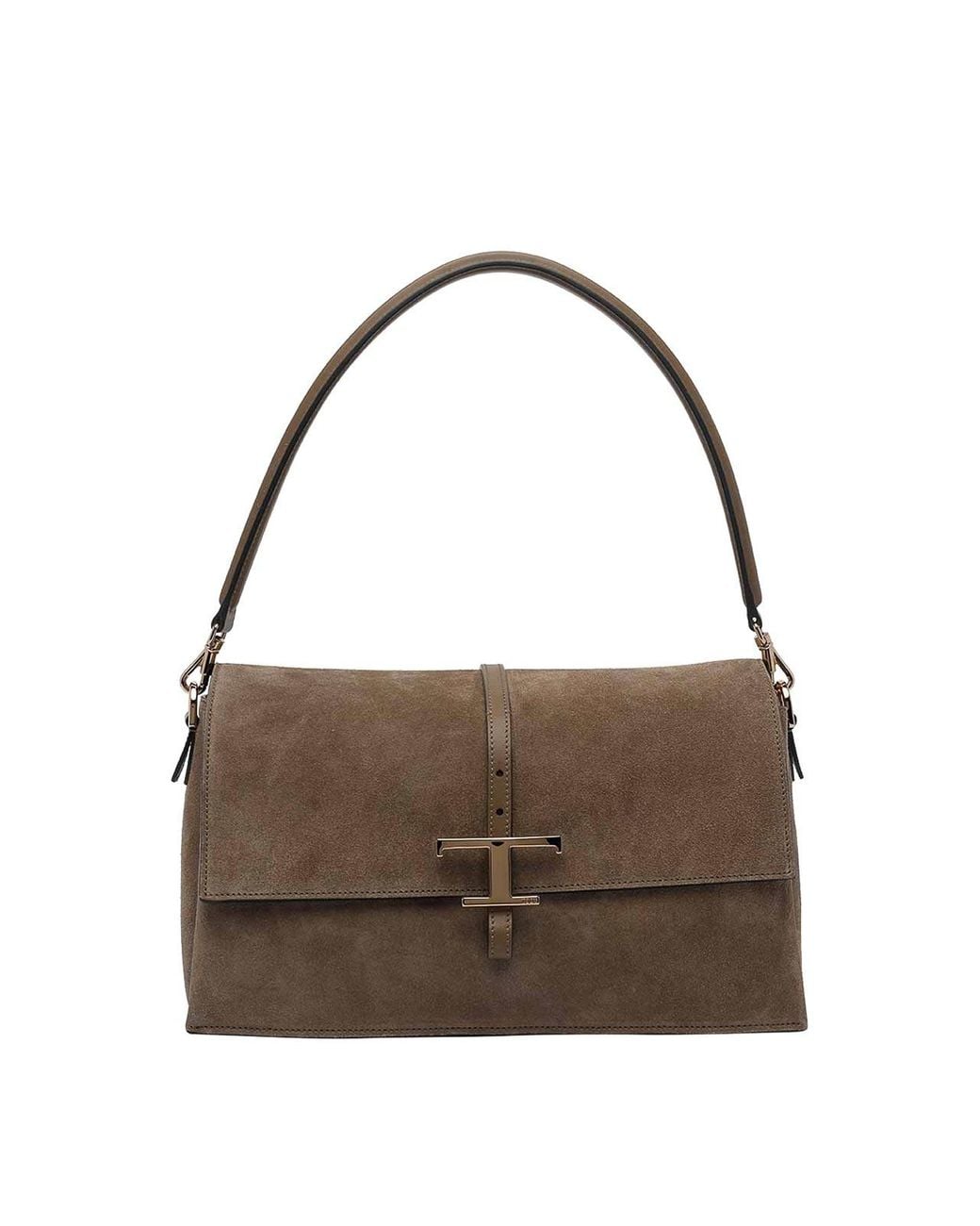 Tod's Brown Flap T-Timeless Suede Small Shoulder Bag