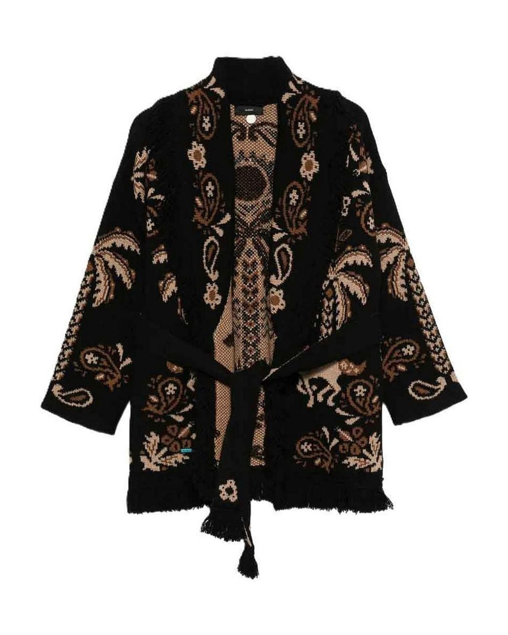 Alanui Black Cardigan Island Roots Foulard