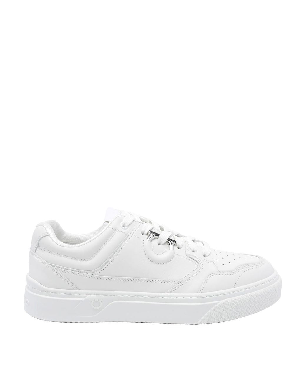 Ferragamo White Gancini Sneakers for men