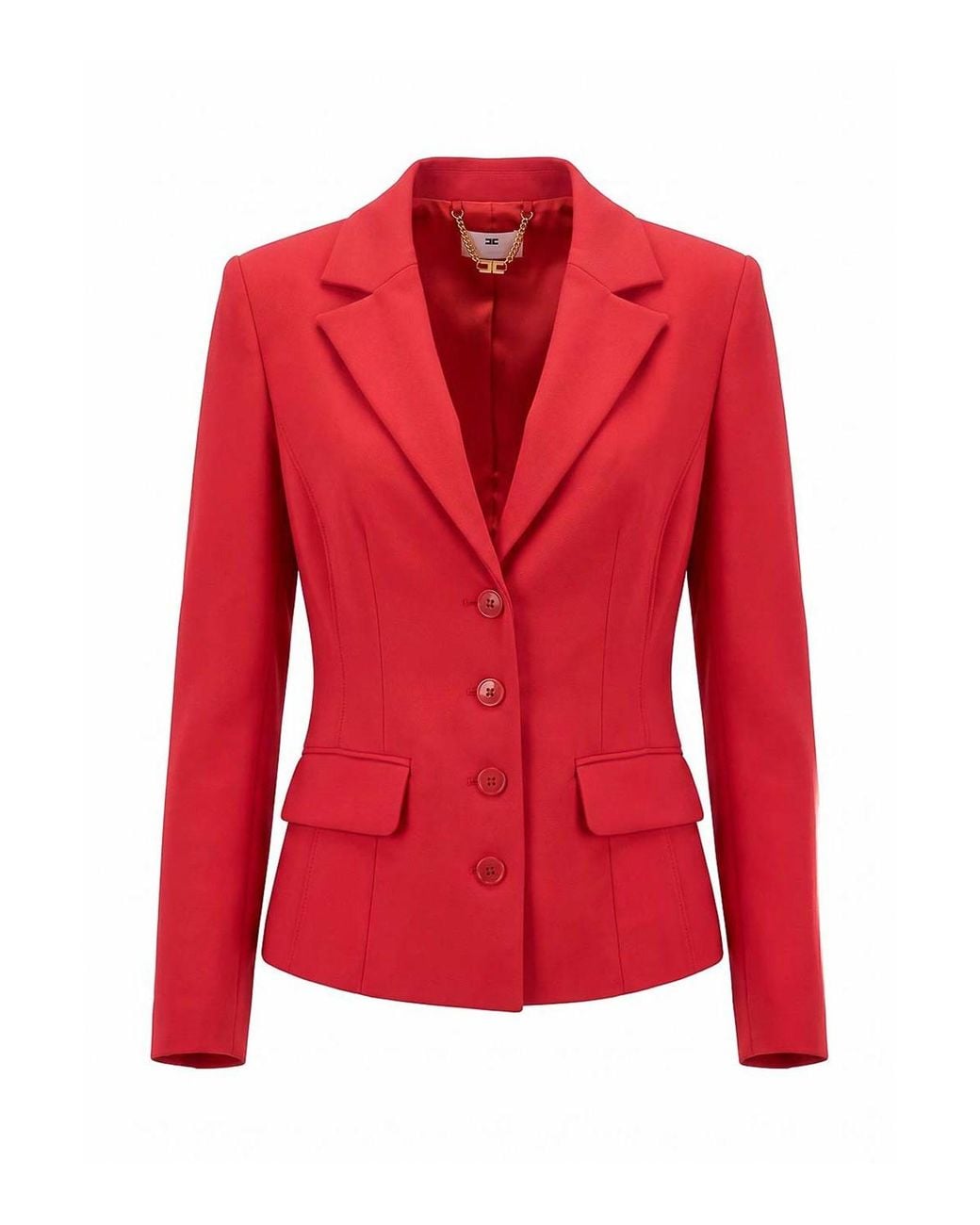 Elisabetta Franchi Red Technical Fabric Blazer