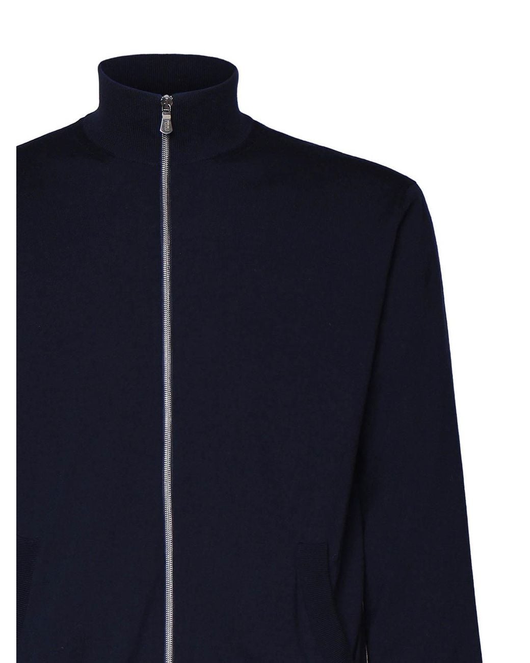 Fedeli Blue Knit With Zip Closure for men