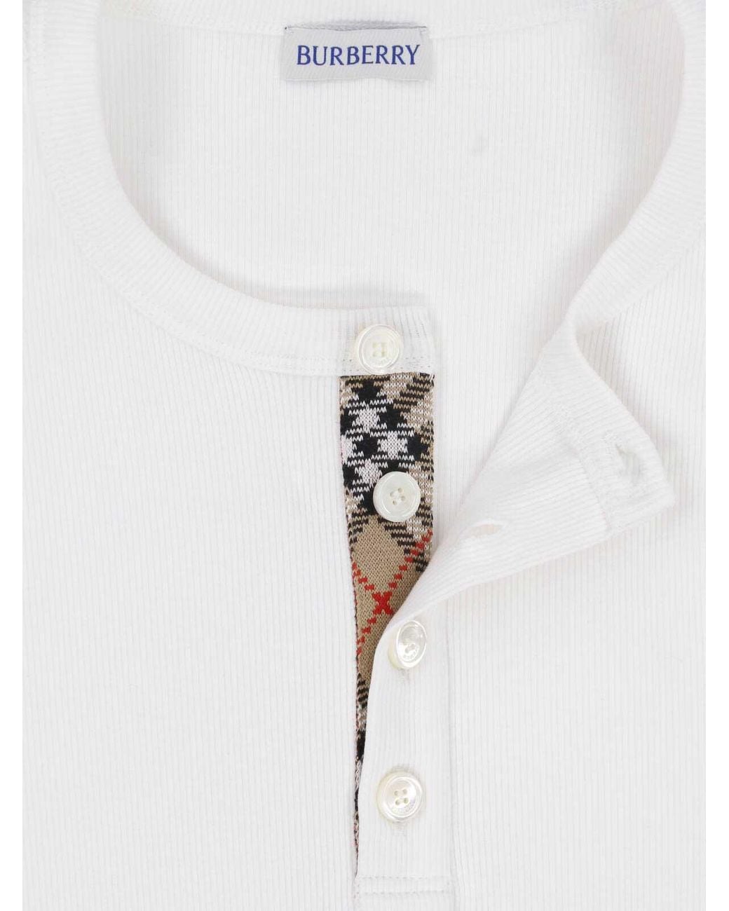 Burberry White Check T-Shirt for men