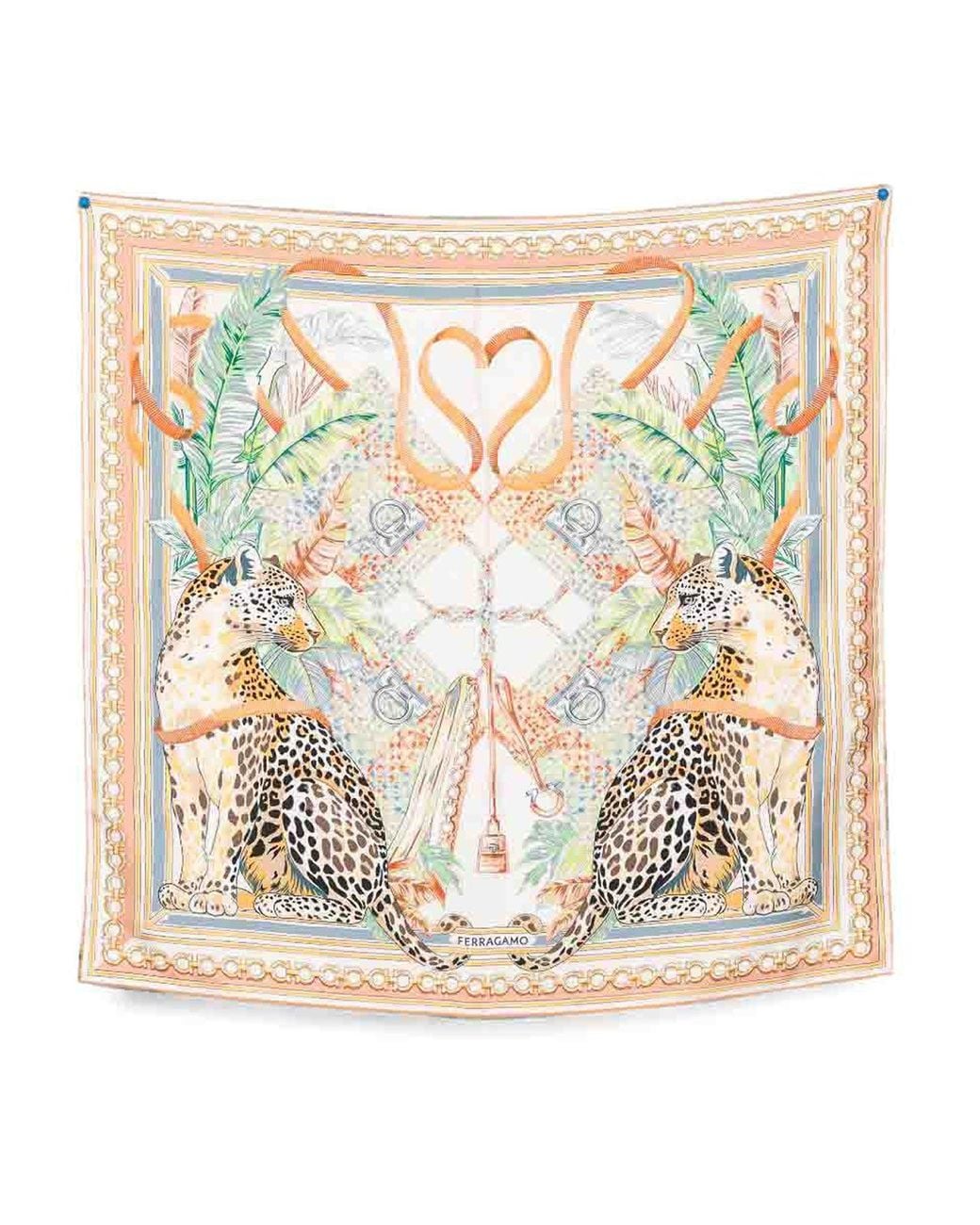 Ferragamo Metallic Printed Silk Foulard