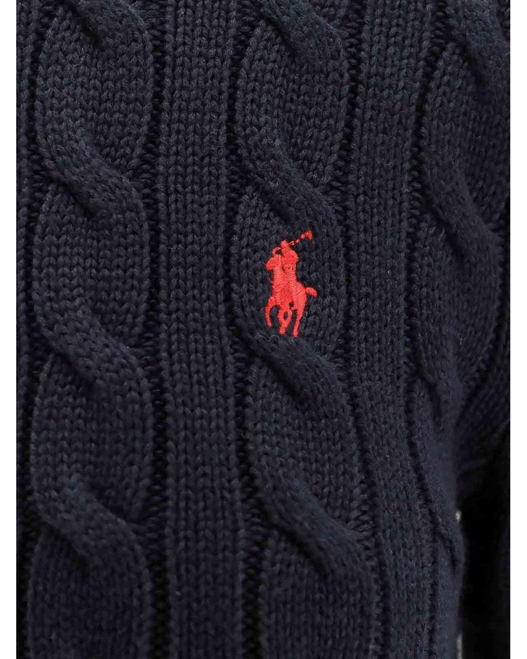 Polo Ralph Lauren Blue Cotton Cardigan With Contrasting Logo