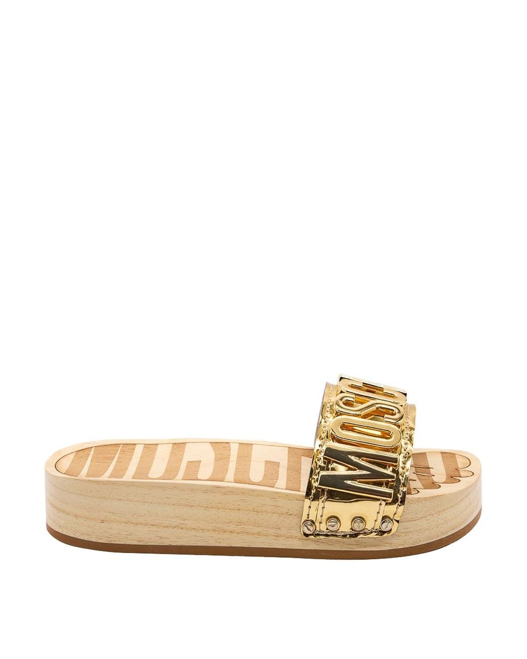 Moschino Natural Metallic Logo Clog