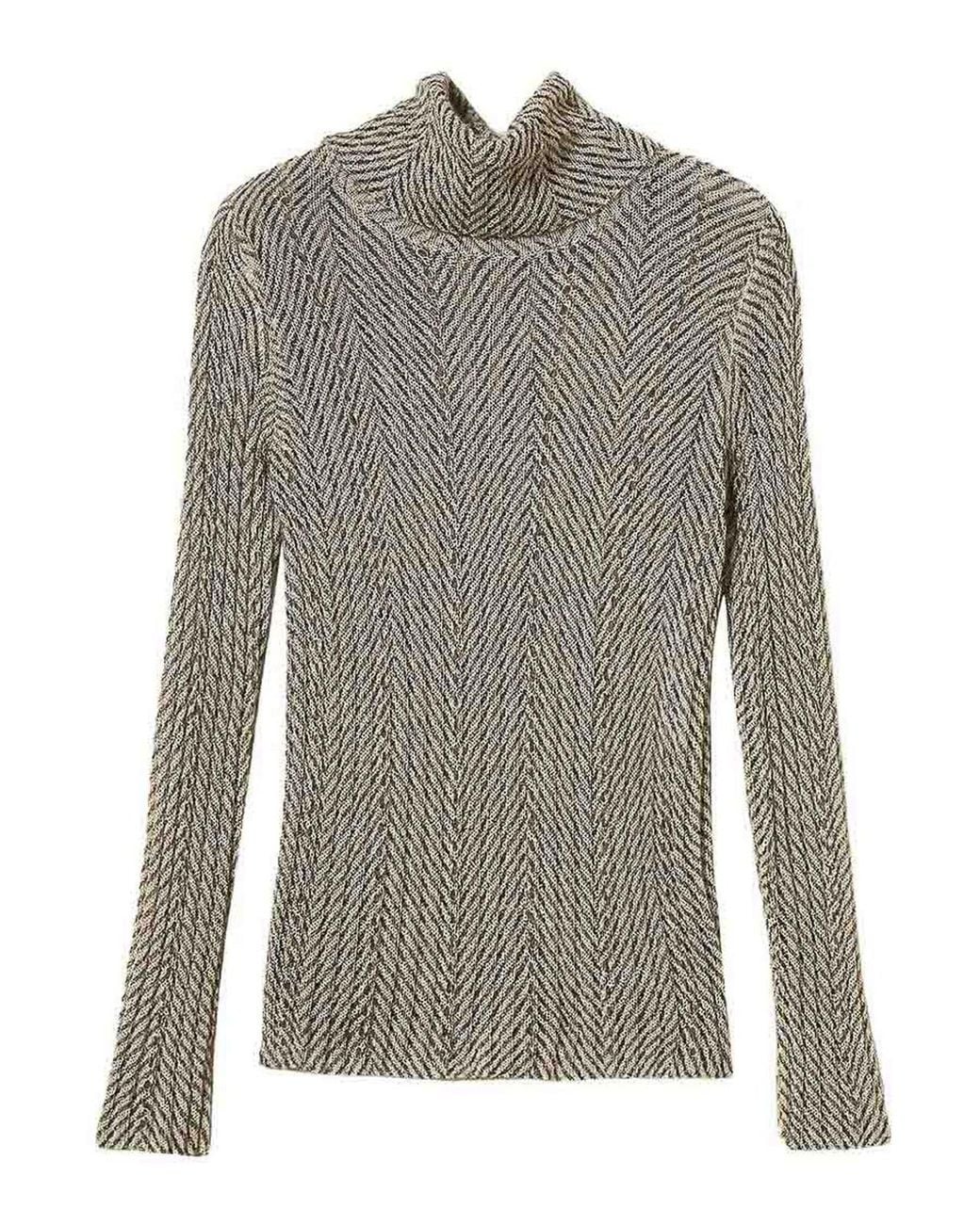 Twinset Gray Printed Turtleneck Sweater