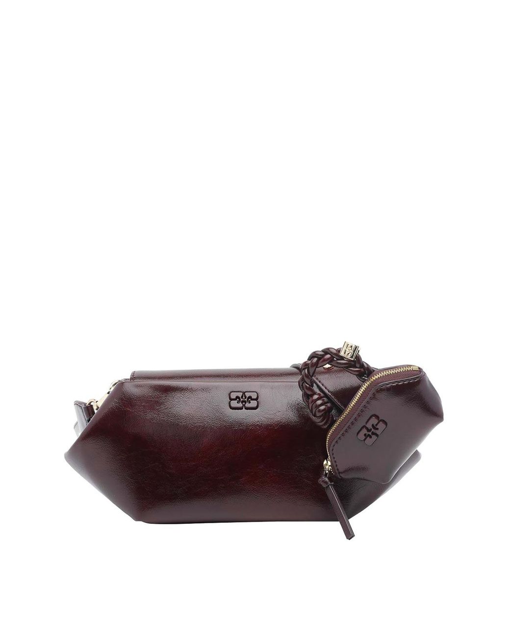 Ganni Brown Logo Bou East/West Crossbody Bag