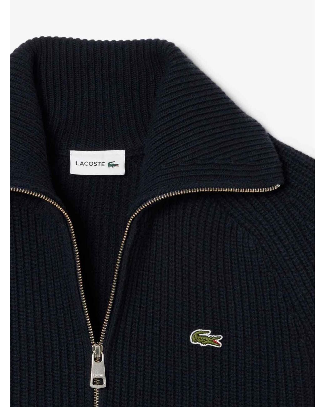 Lacoste Blue Carded Wool Turtleneck Sweater With Zipper for men
