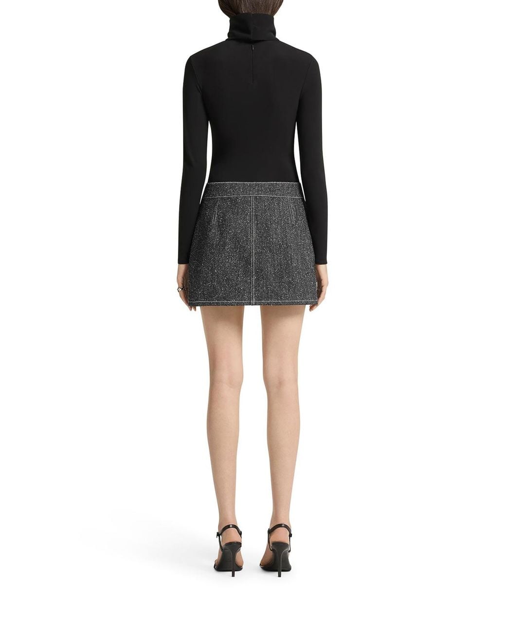 Courreges Black Two-Pocket Denim Tweed Miniskirt