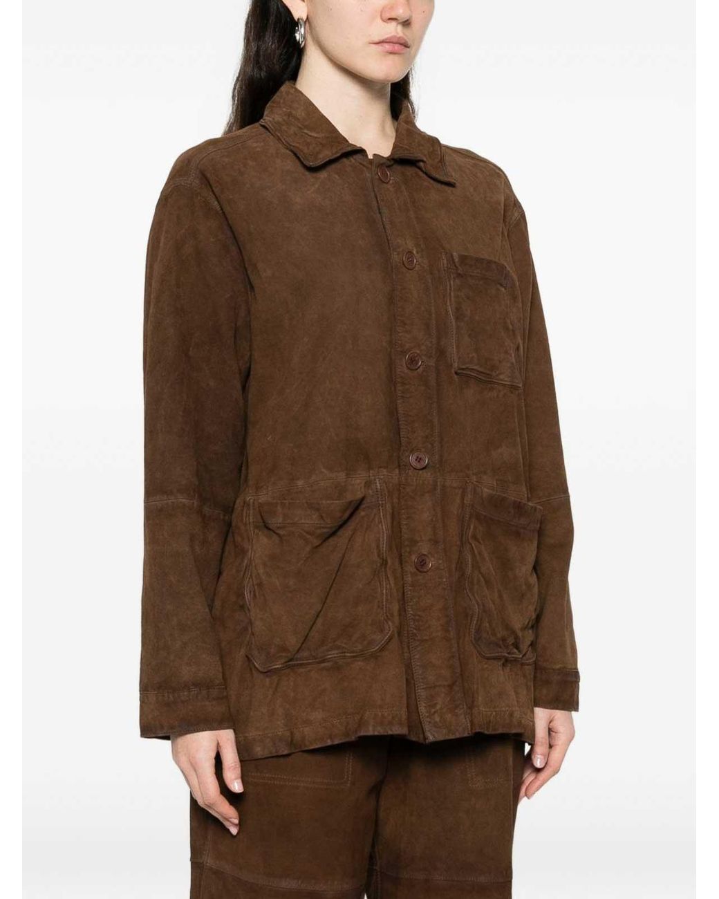 P.A.R.O.S.H. Brown Suede Leather Jacket