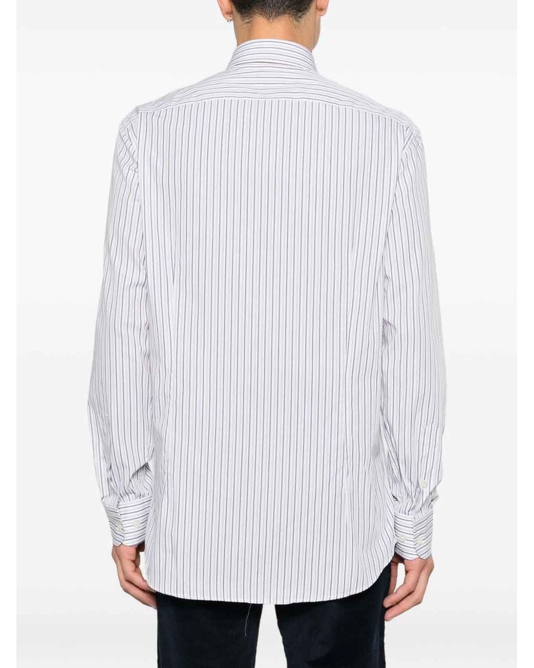 Etro White Striped Cotton Shirt for men