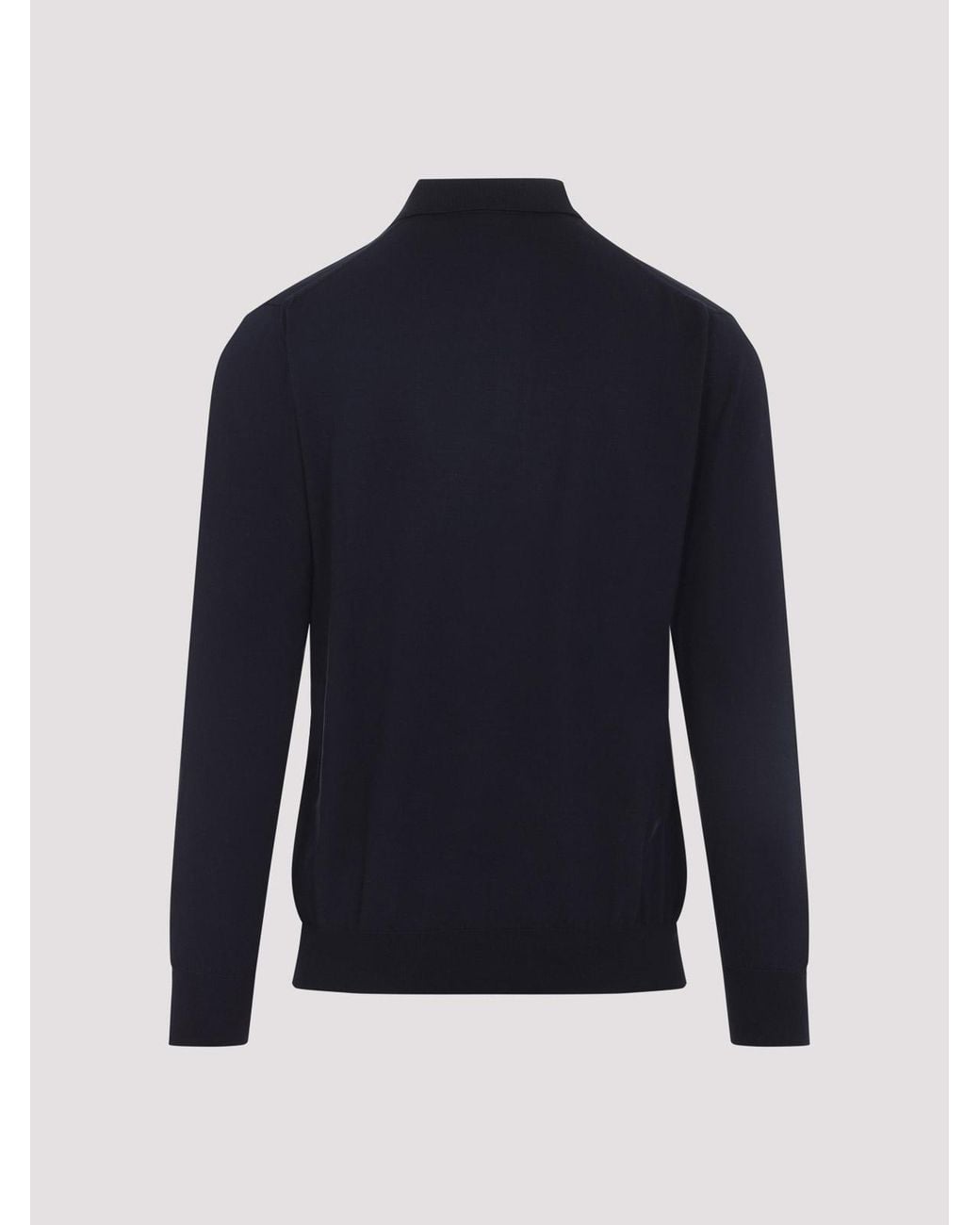 Kiton Blue Polo Knitwear Ribbed Cuffs And Hem for men