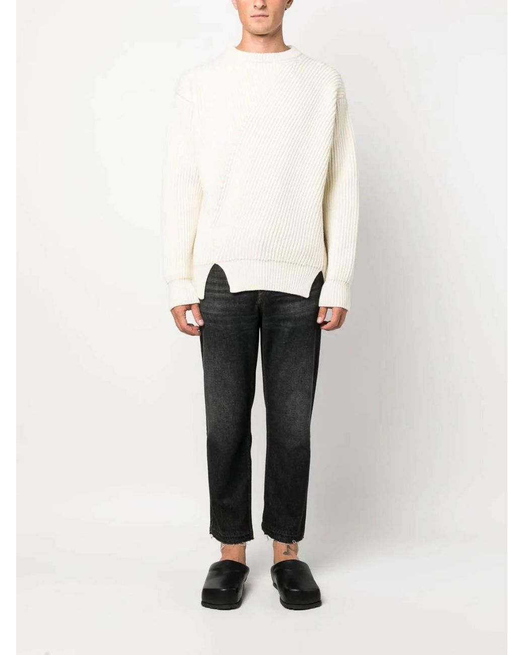 Jil Sander White Merino Wool Sweater for men