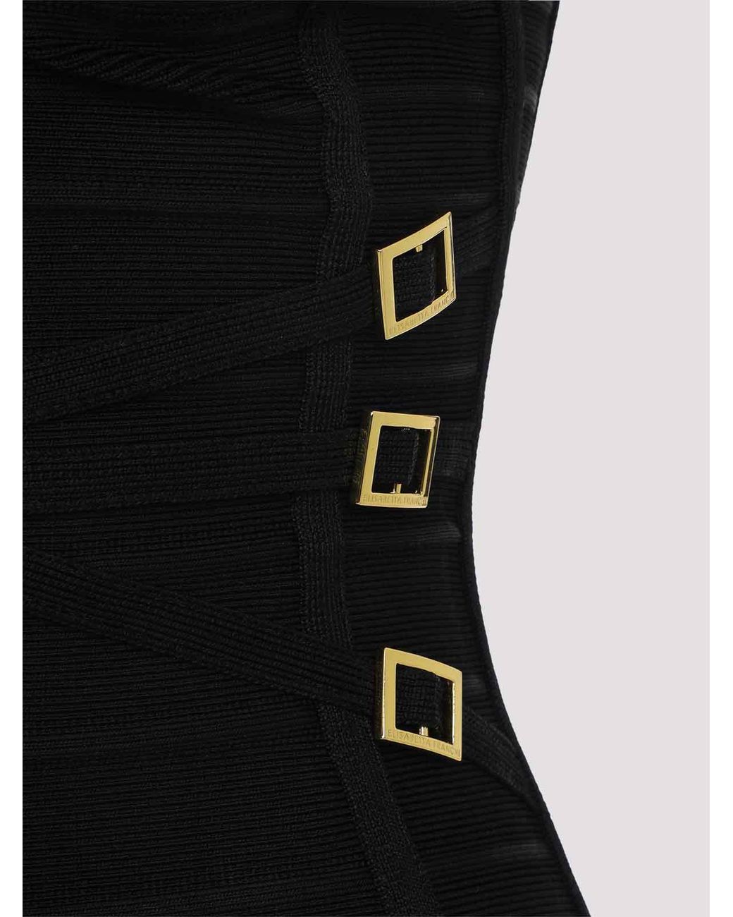 Elisabetta Franchi Black Shaping Midi Dress