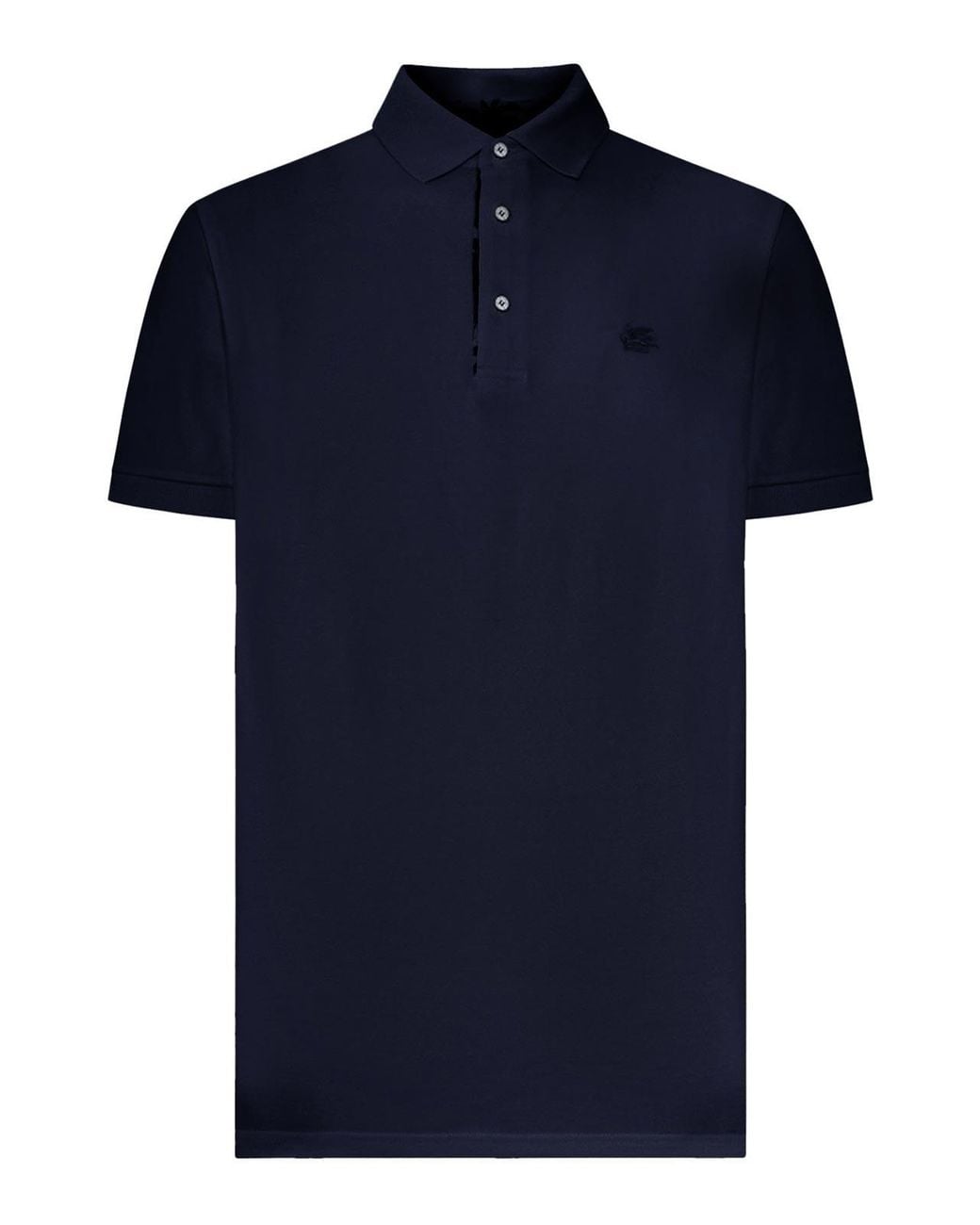 Etro Blue Cotton Polo Shirt With Printed Details for men
