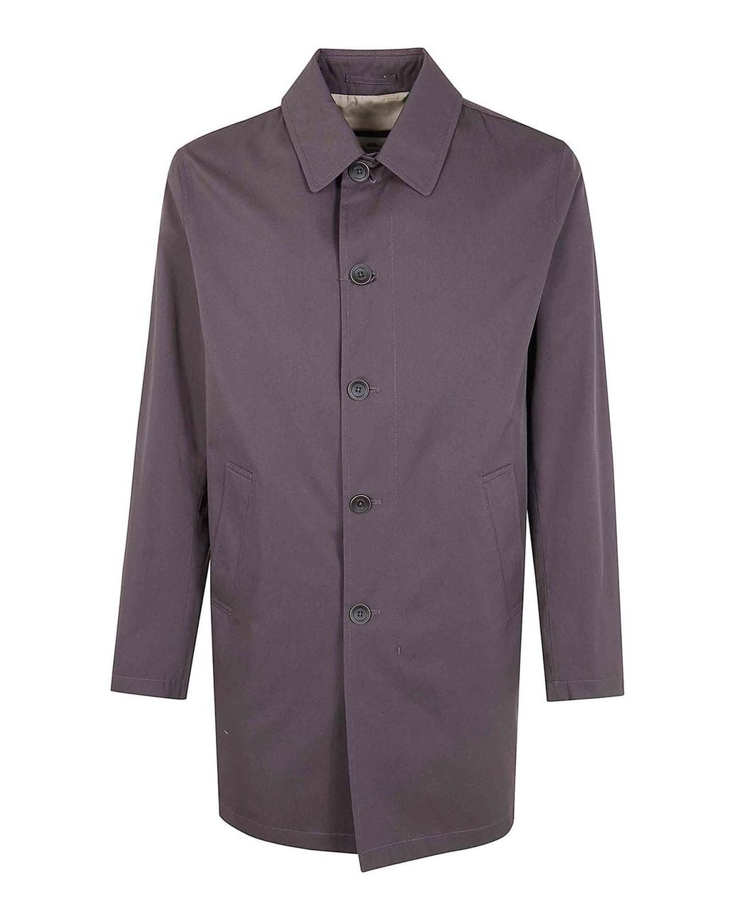 Herno Purple Single Breasted Midi Coat for men