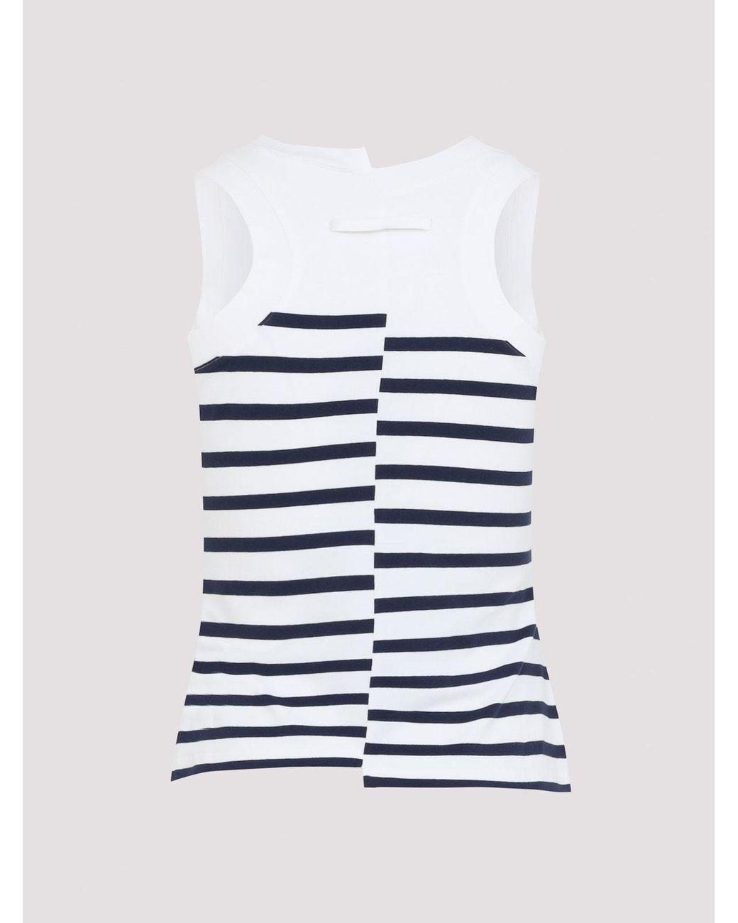Jean Paul Gaultier White Stretch Cotton Asymetric Tank Top