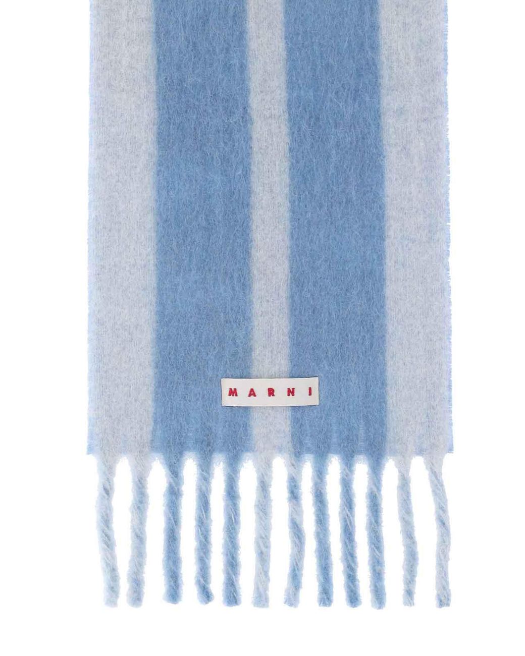 Marni Blue Logo Striped Scarf