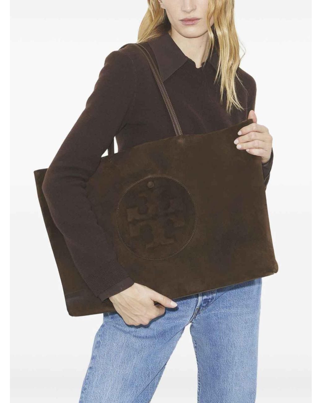 Tory Burch Brown Ella Suede Tote Bag