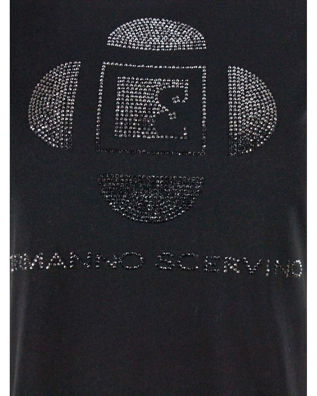 Ermanno Scervino Black Rhinestones T-Shirt