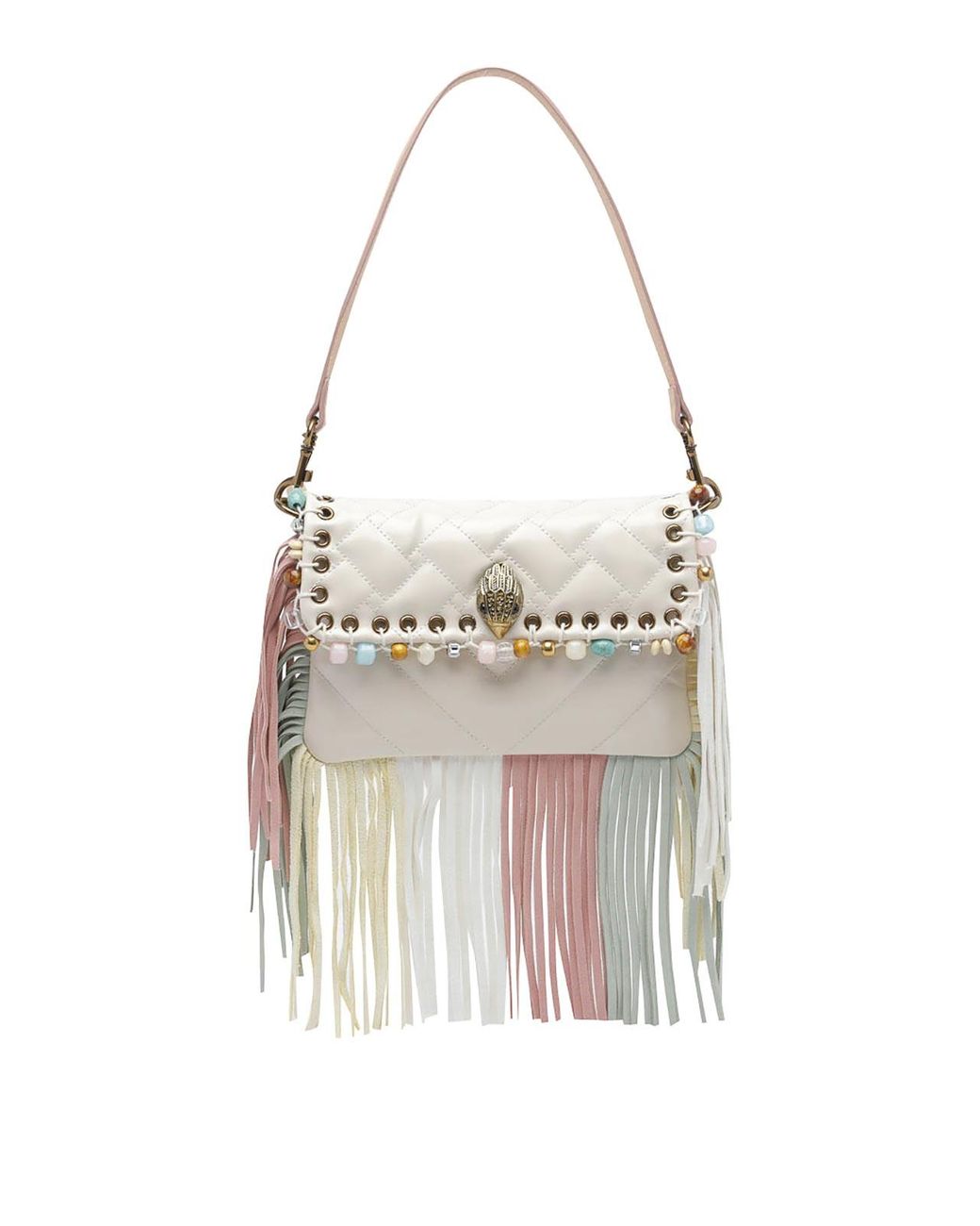 Kurt Geiger White Small Oxford Fringes Shoulder Bag