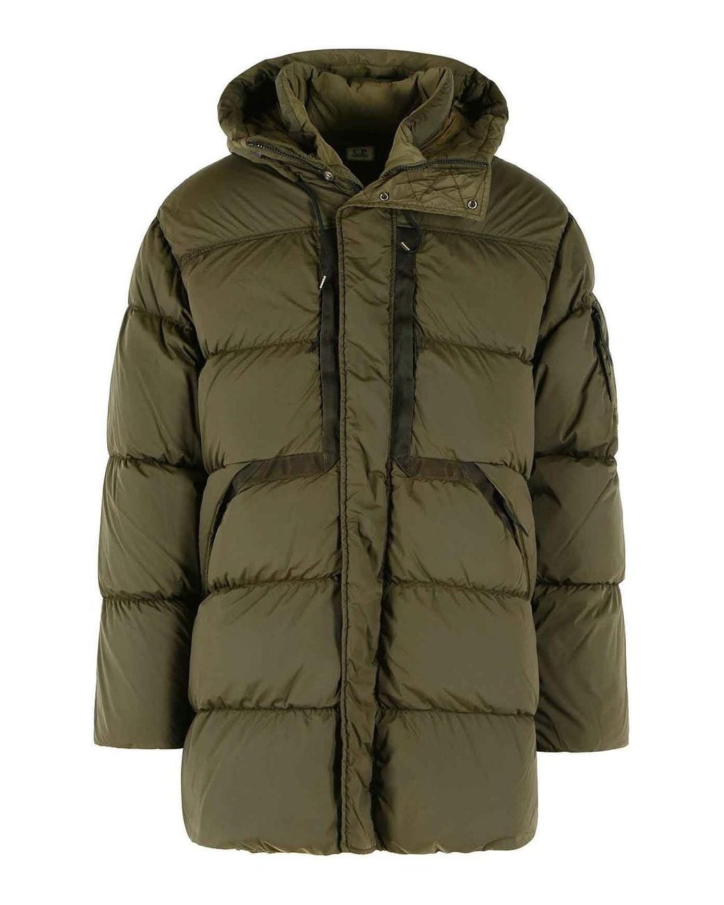 C P Company Green Long Down Jacket for men