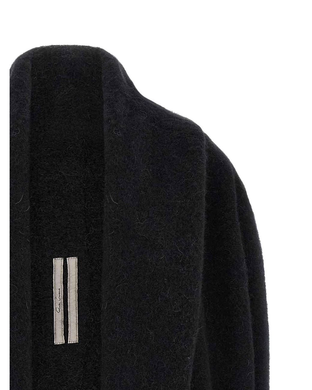 Rick Owens Black Hooded Medium Wrap' Cardigan