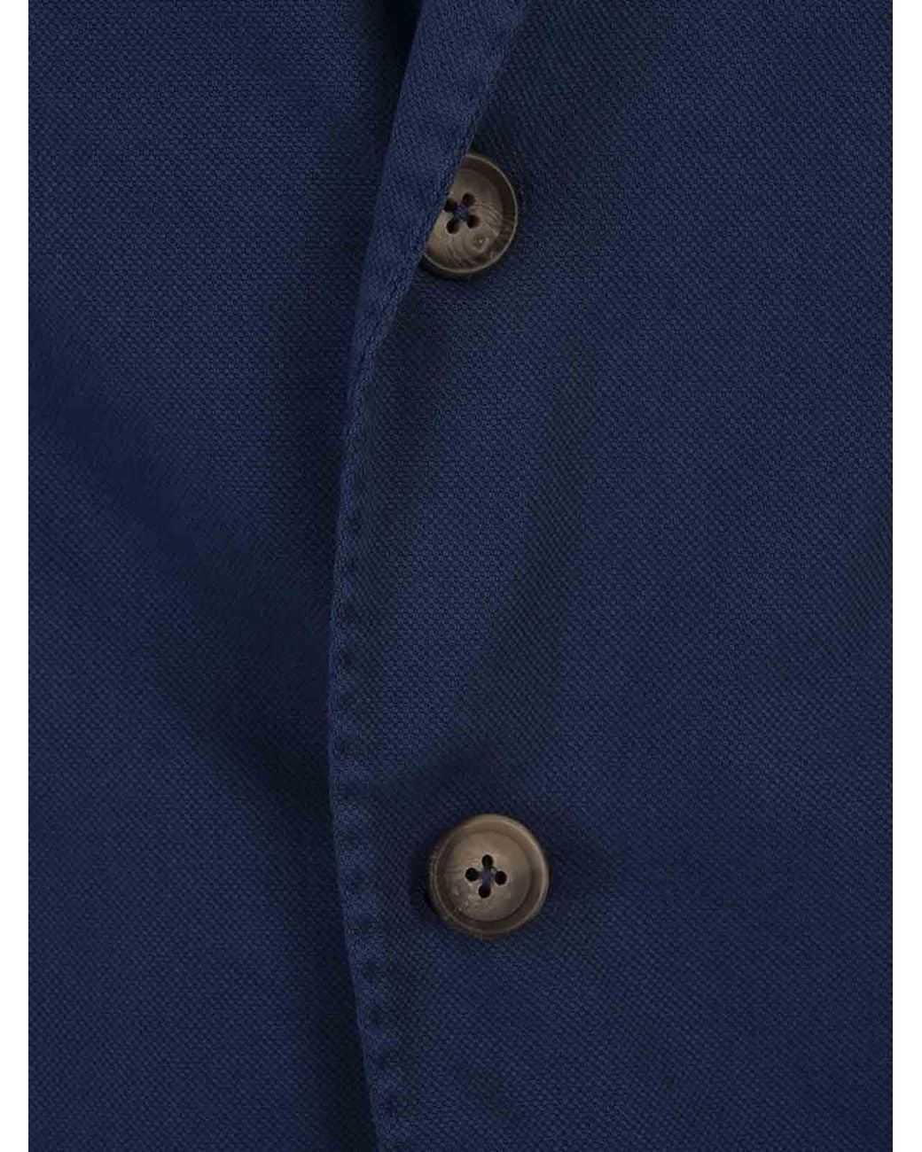 RUSSO CAPRI Blue Oxford Cotton Blazer for men