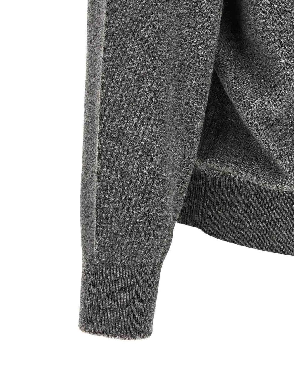 Brunello Cucinelli Gray Half-Zip Cashmere Jumper for men