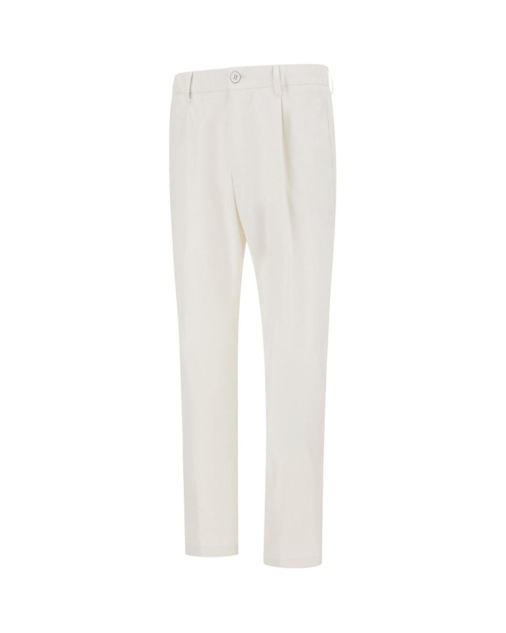 Herno White Stretch Twill Trousers for men