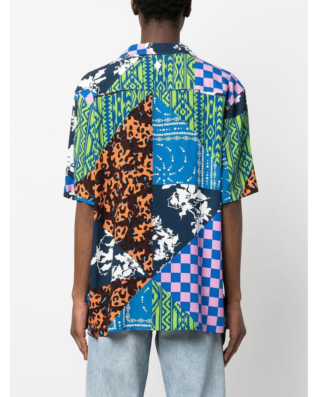 Marcelo Burlon Blue Mix Print Shirt for men