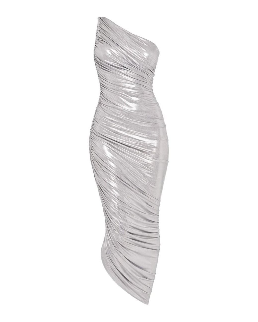 Norma Kamali White Draped One-Shoulder Diana Gown Midi
