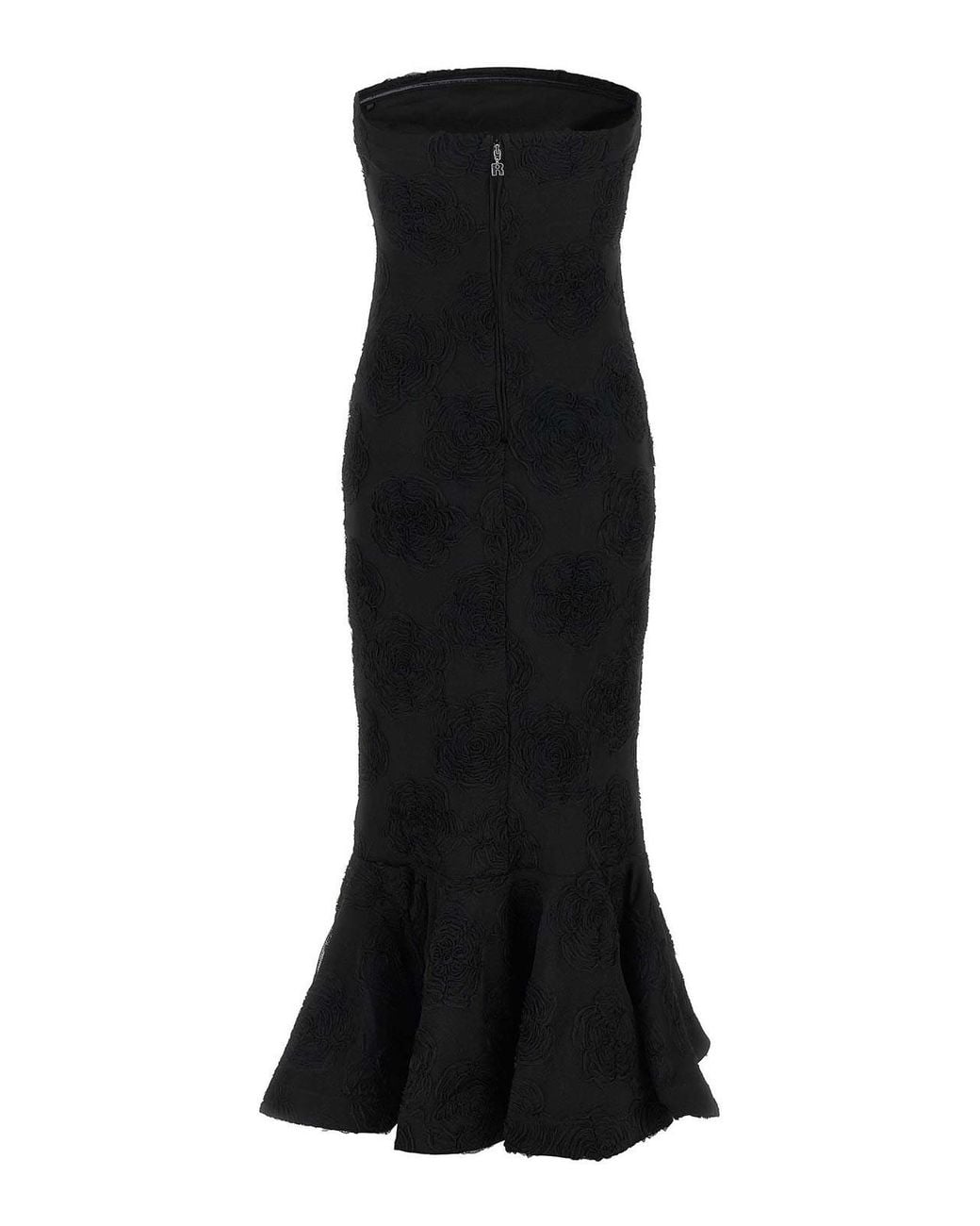 ROTATE BIRGER CHRISTENSEN Black Flower Mesh Flounce Dress