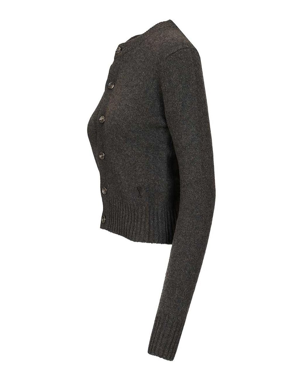 AMI Black Ami Wool And Cashmere Cardigan