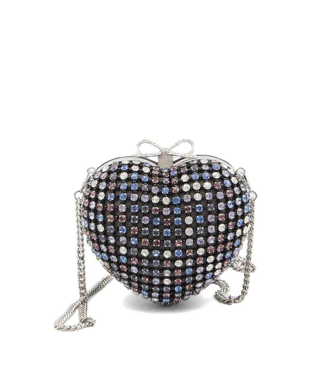 Self-Portrait White Crystal Embellished Clutch