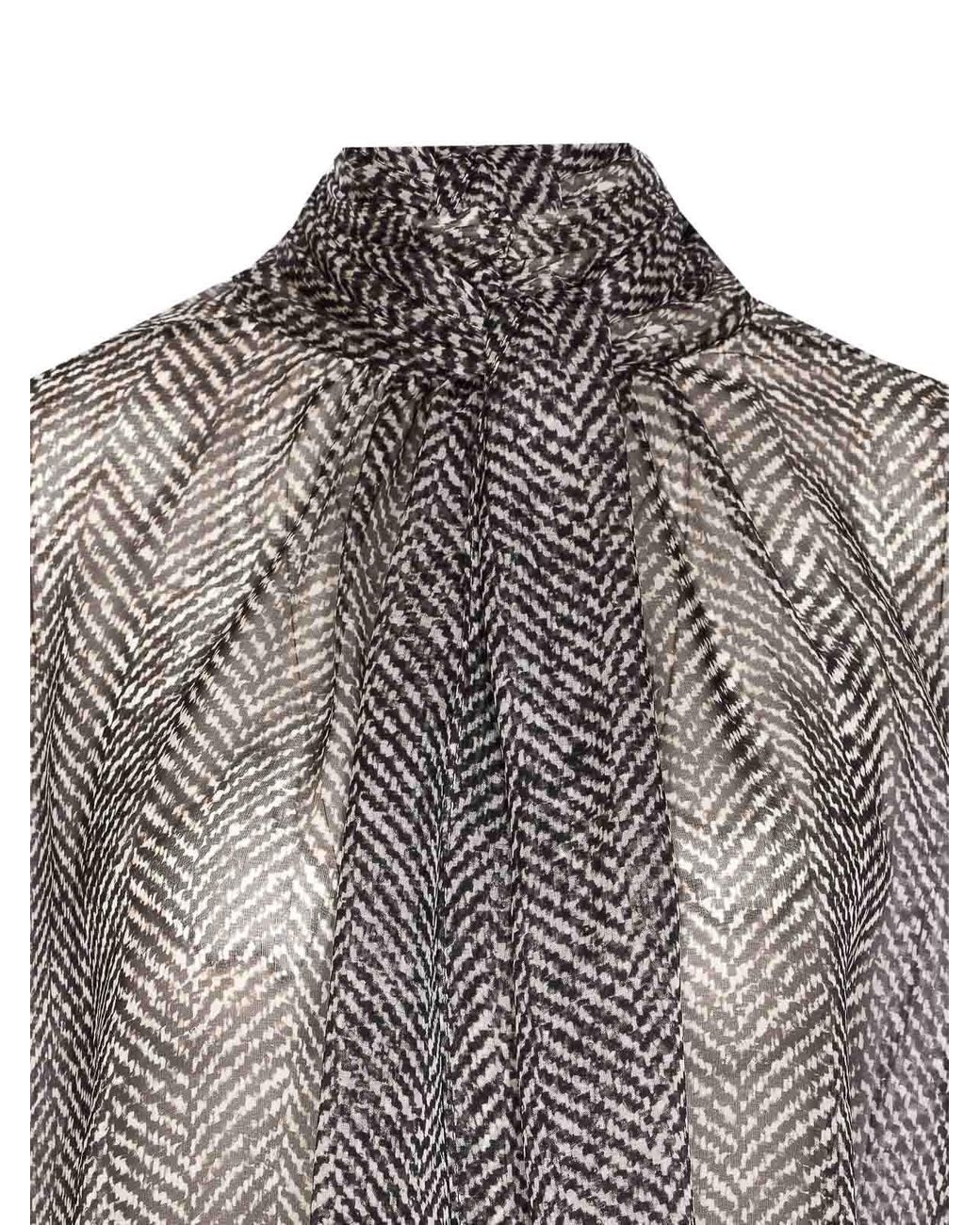 Dolce & Gabbana Gray Silk Chiffon Blouse