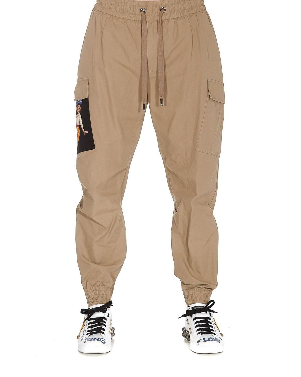 Dolce & Gabbana Natural Pin-Up Print Cargo Trousers for men
