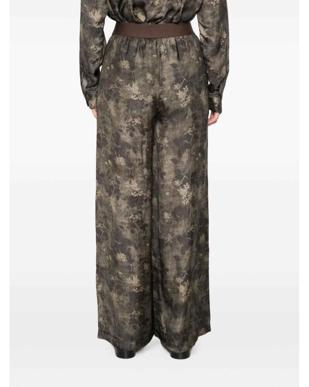 Uma Wang Green Pansy Printed Trousers