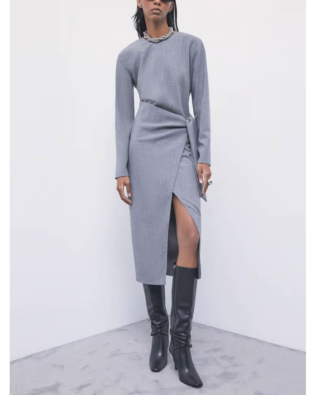 Patrizia Pepe Blue Wrap Midi Dress