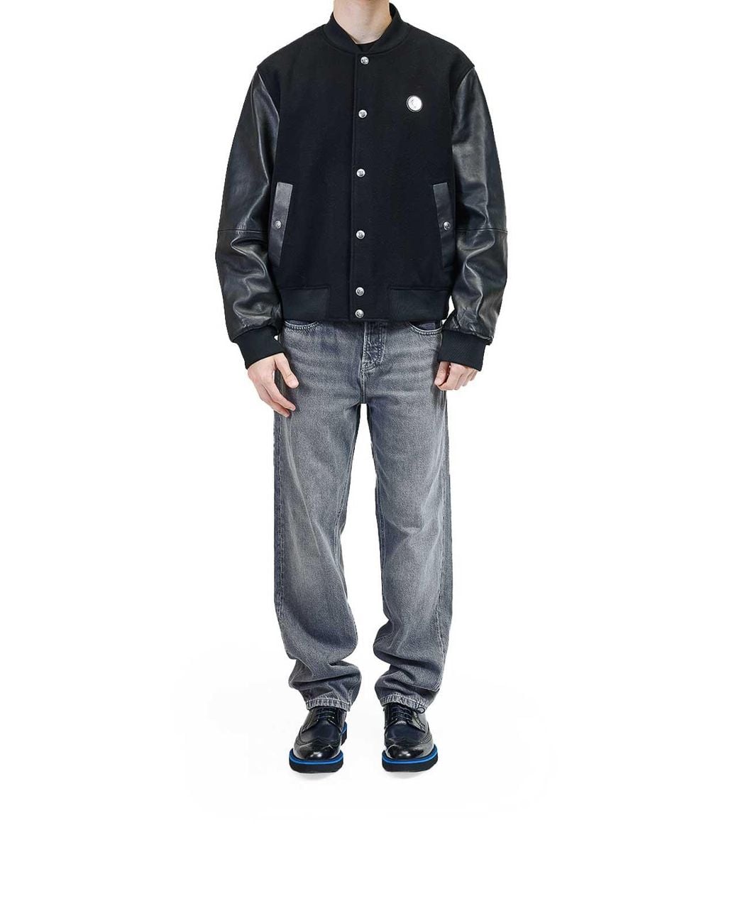 Just Cavalli Black Varsity Jacket for men