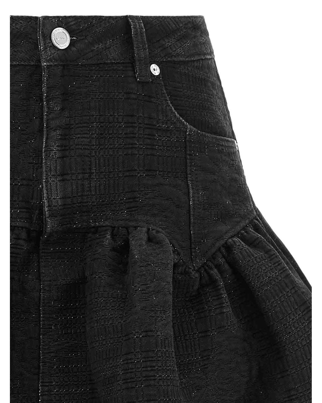 Ganni Black Lurex Denim Skirt