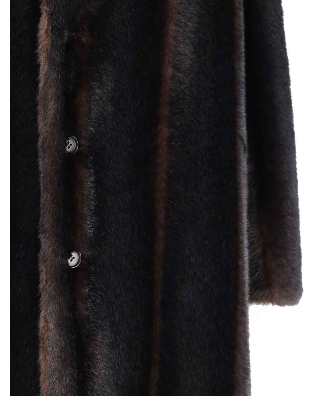 MM6 by Maison Margiela Black Faux Fur Coat