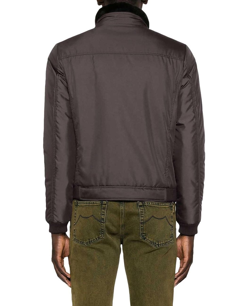 Moorer Gray Technical Fabric Bomber Jacket for men