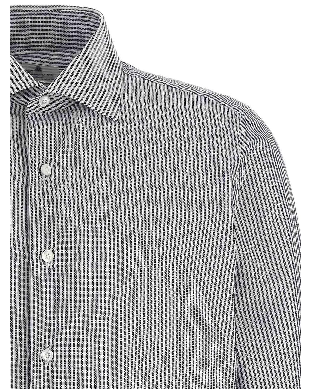 Finamore 1925 Gray Luigi Striped Shirt for men