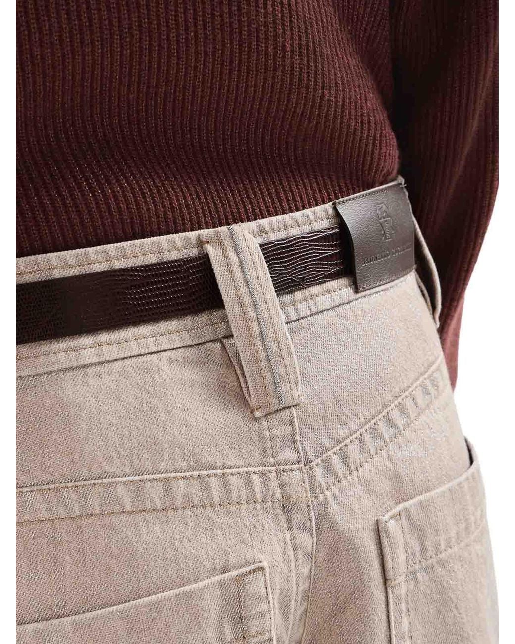 Brunello Cucinelli Natural Lam Denim Baggy Trousers