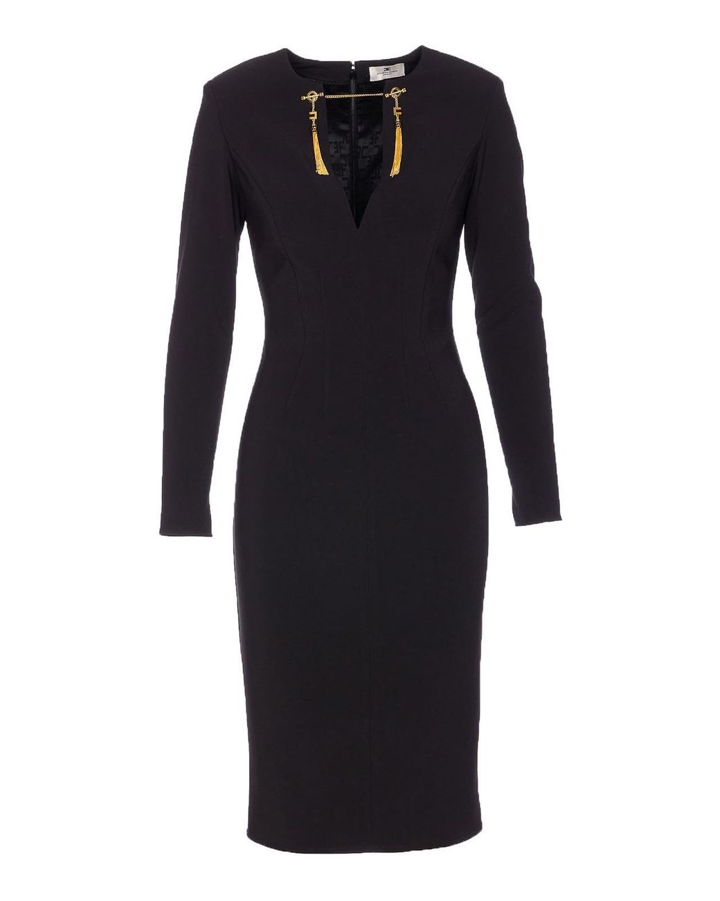 Elisabetta Franchi Black Logo Dress