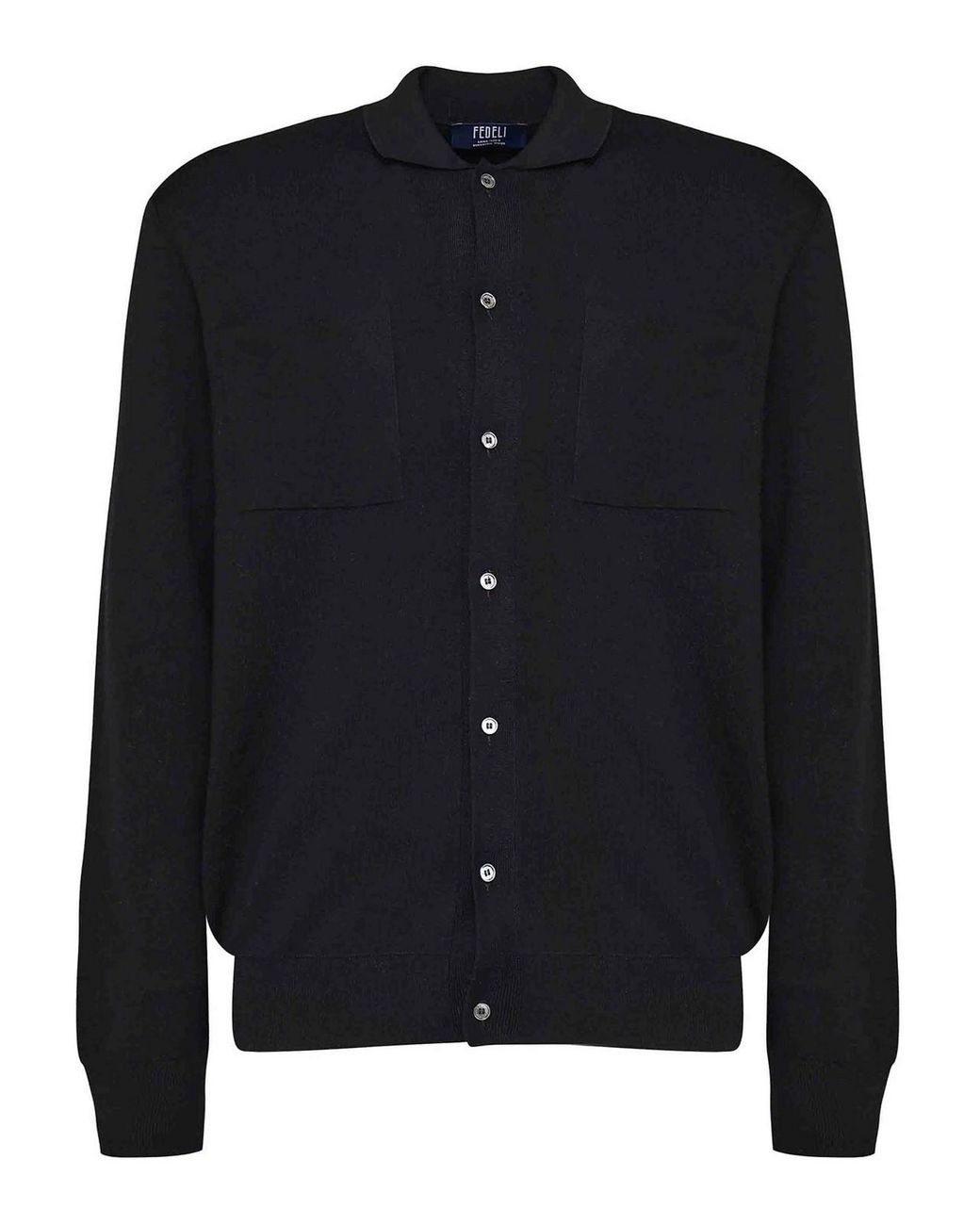 Fedeli Blue Virgin Wool Cardigan Shirt for men