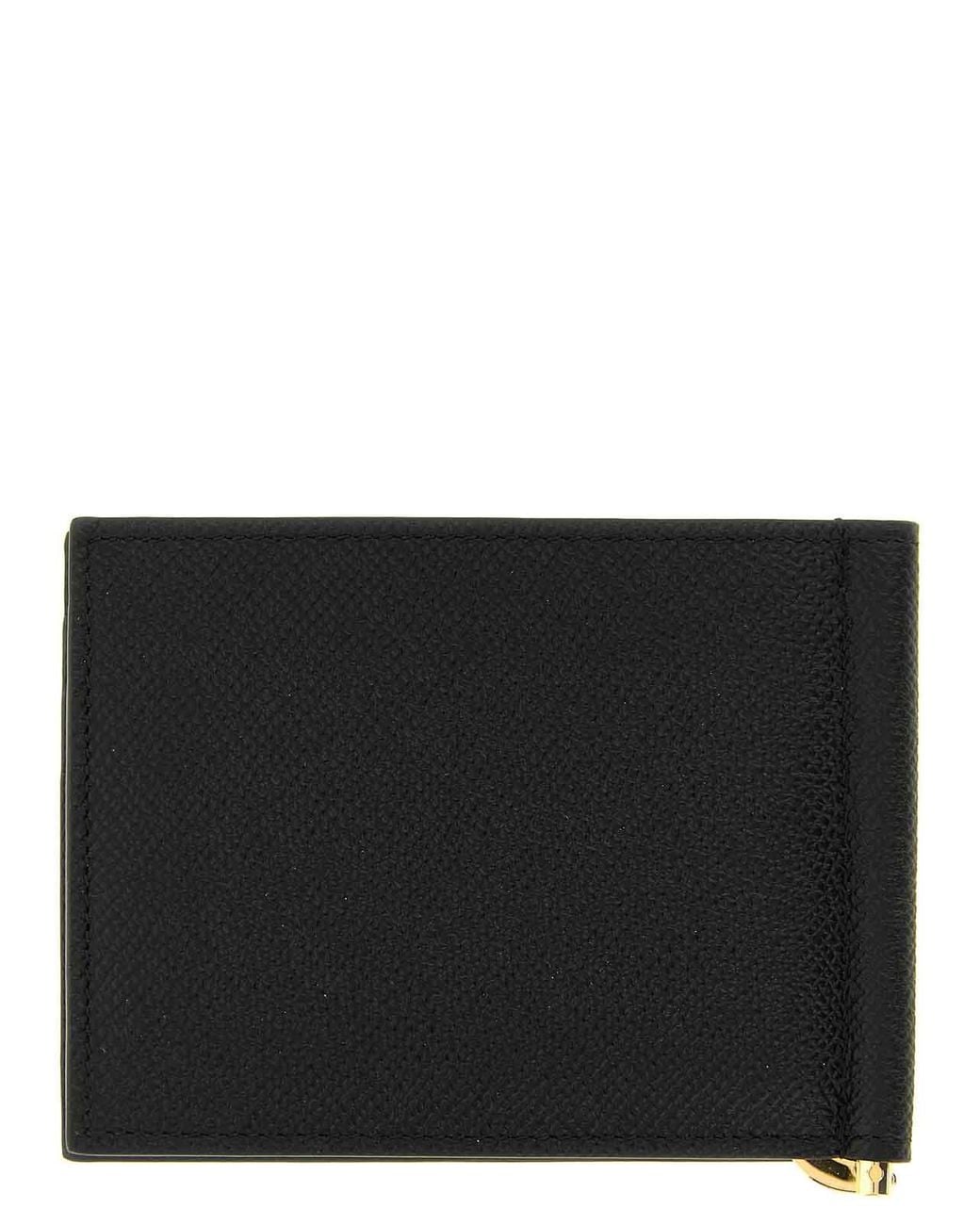 Ferragamo Black Gancini Wallet With Clip for men