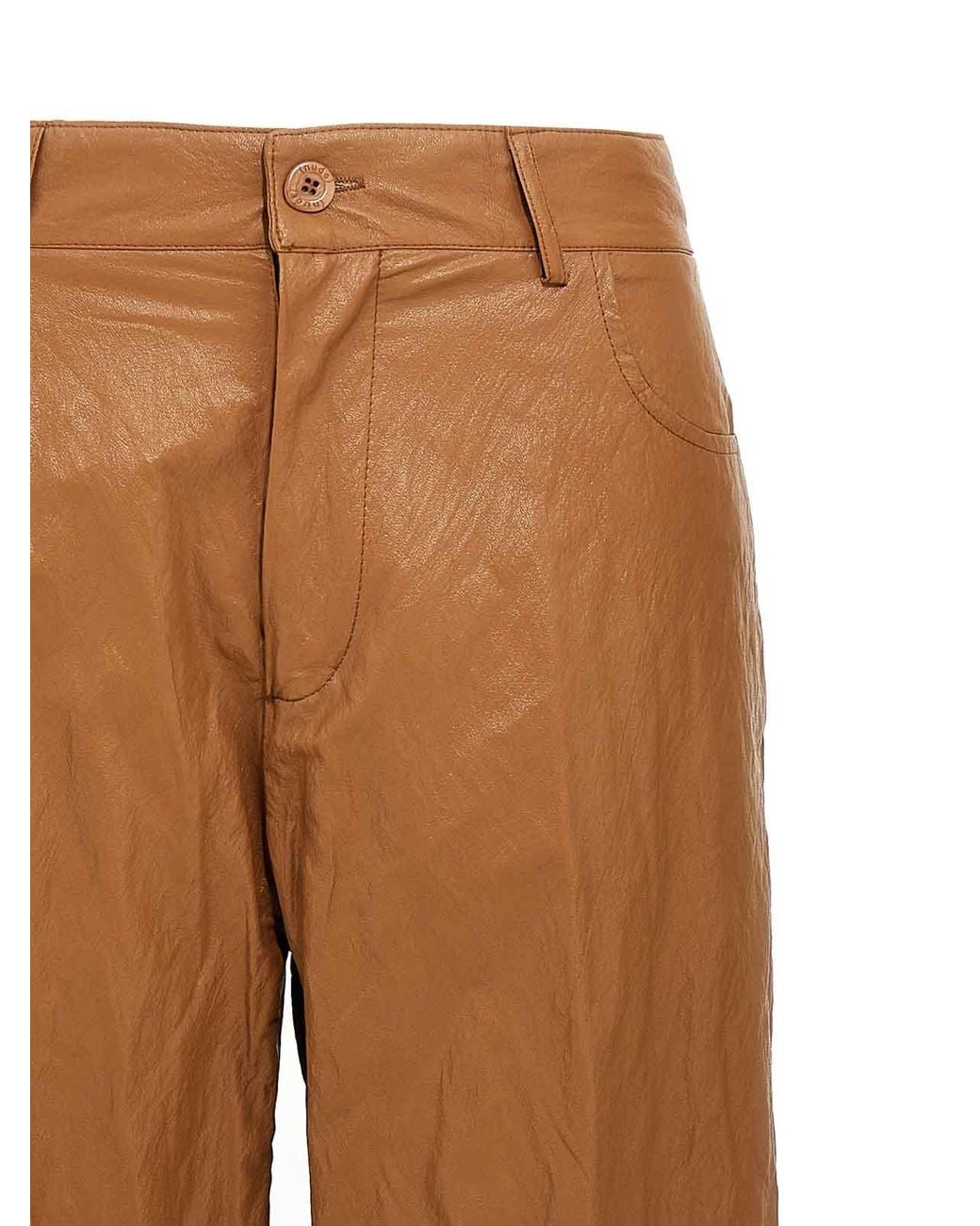 Nude Brown Leather-Effect Pants