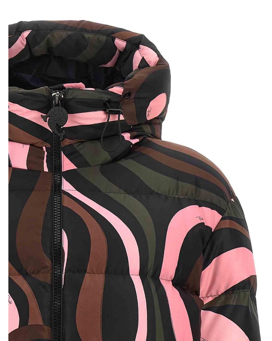 Emilio Pucci Black Marmo Print Technical Puffer Jacket